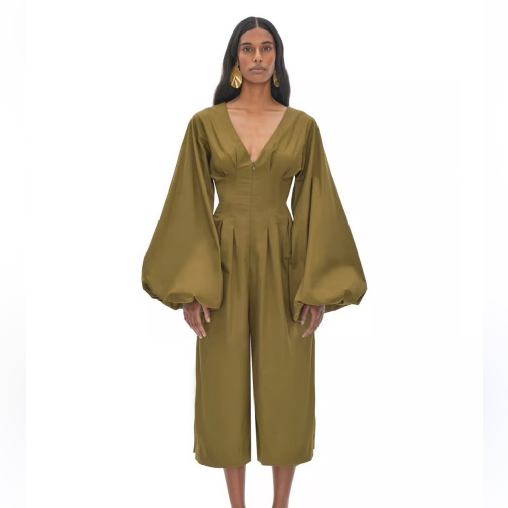 Andrea Iyamah Olive Balloon Sleeve Jumpsuit